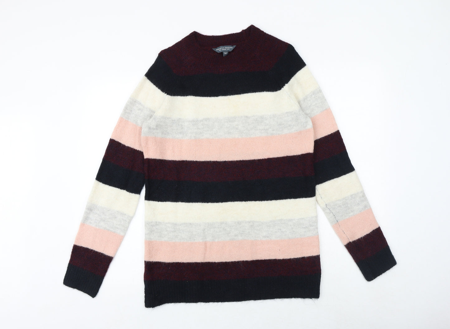 Dorothy Perkins Womens Multicoloured Round Neck Striped Polyester Pullover Jumper Size 10