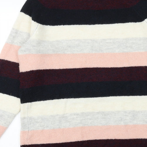 Dorothy Perkins Womens Multicoloured Round Neck Striped Polyester Pullover Jumper Size 10