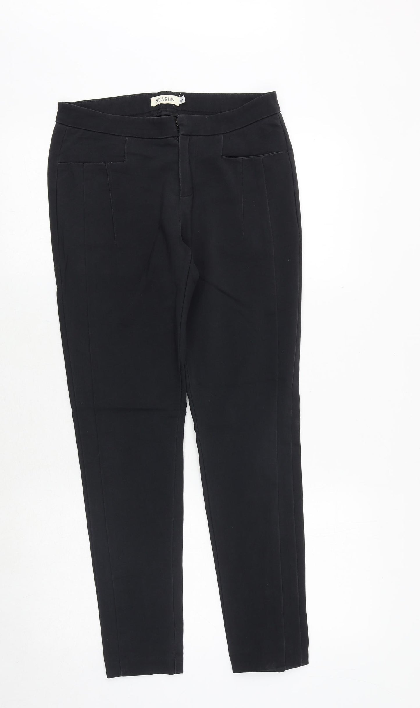 Bearun Womens Black Polyester Chino Trousers Size S Regular Zip