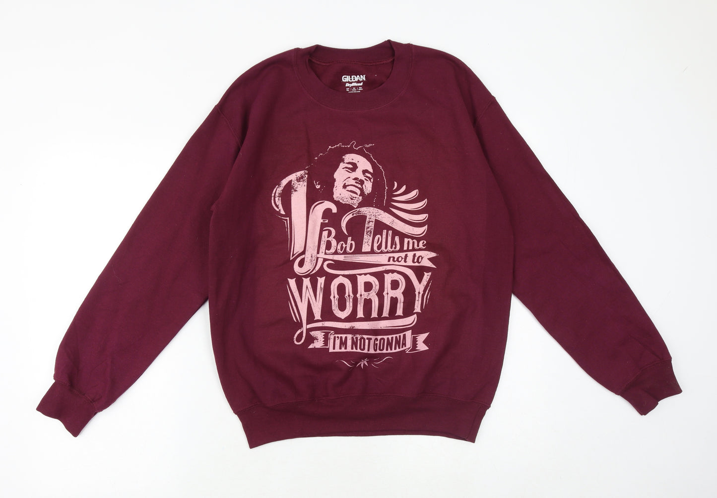 Gildan Mens Red Cotton Pullover Sweatshirt Size S - Bob Marley