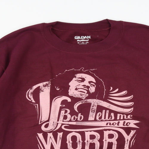 Gildan Mens Red Cotton Pullover Sweatshirt Size S - Bob Marley