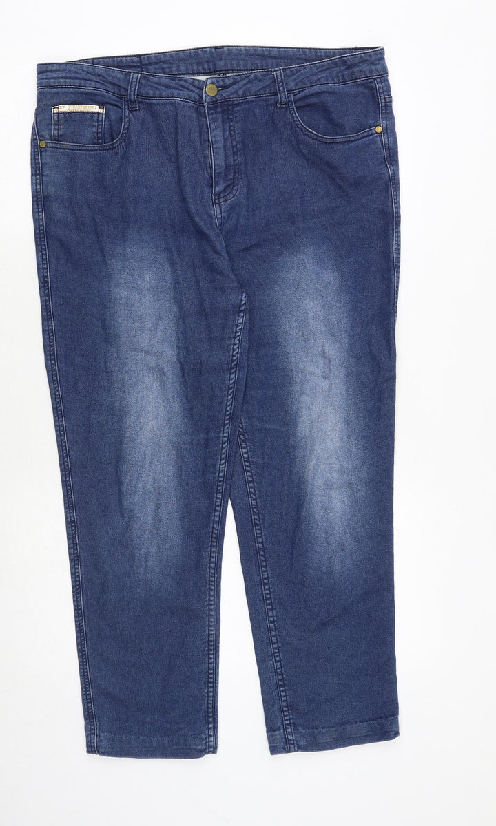 Jeanetic Womens Blue Cotton Straight Jeans Size 38 in Regular Zip