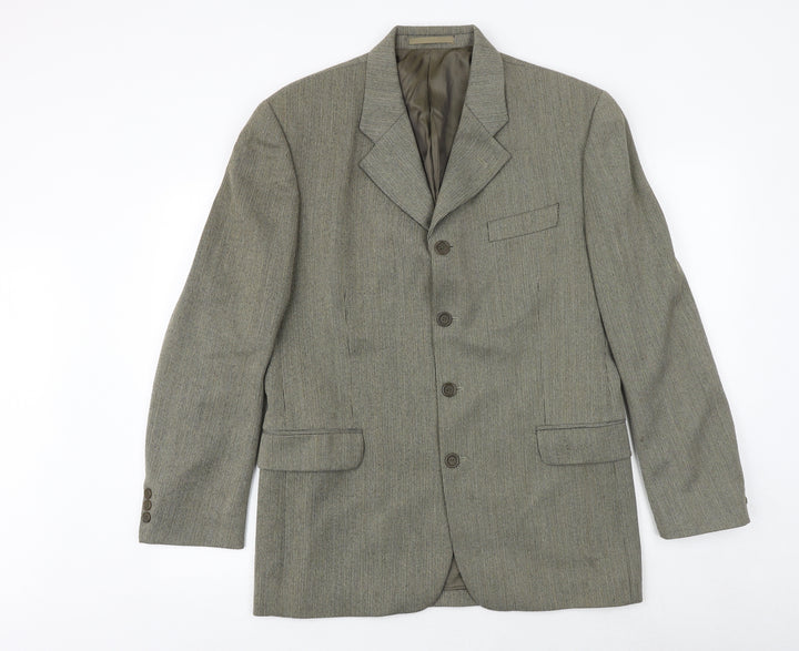 REMUS Mens Brown Striped Polyester Jacket Suit Jacket Size 38 Regular