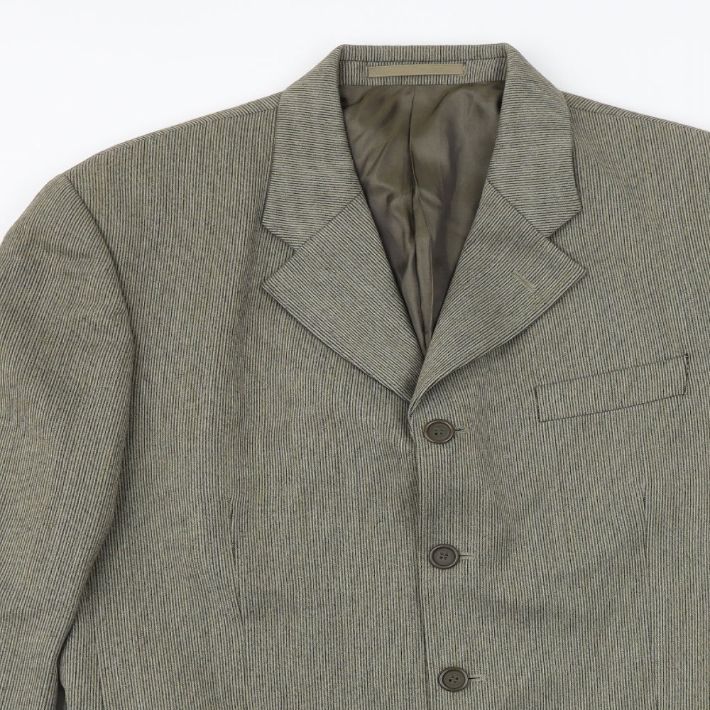 REMUS Mens Brown Striped Polyester Jacket Suit Jacket Size 38 Regular