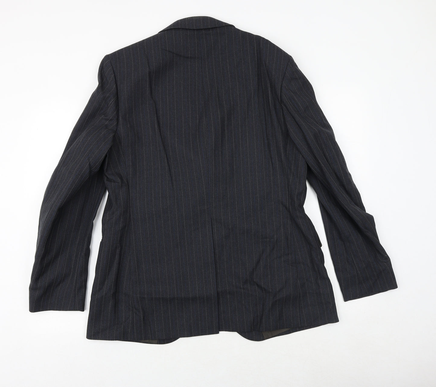 Sackville Mens Blue Striped Polyester Jacket Suit Jacket Size 40 Regular