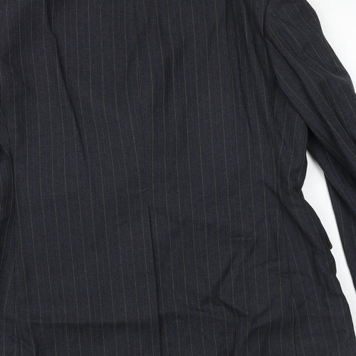 Sackville Mens Blue Striped Polyester Jacket Suit Jacket Size 40 Regular