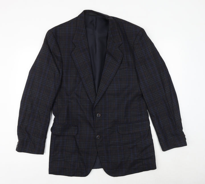 Kaleva Classic Mens Blue Plaid Polyester Jacket Suit Jacket Size 40 Regular