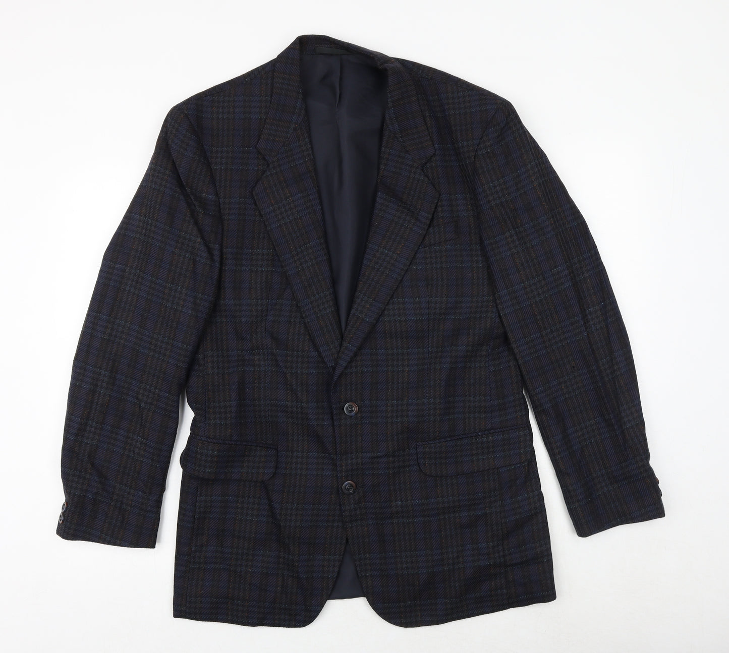 Kaleva Classic Mens Blue Plaid Polyester Jacket Suit Jacket Size 40 Regular