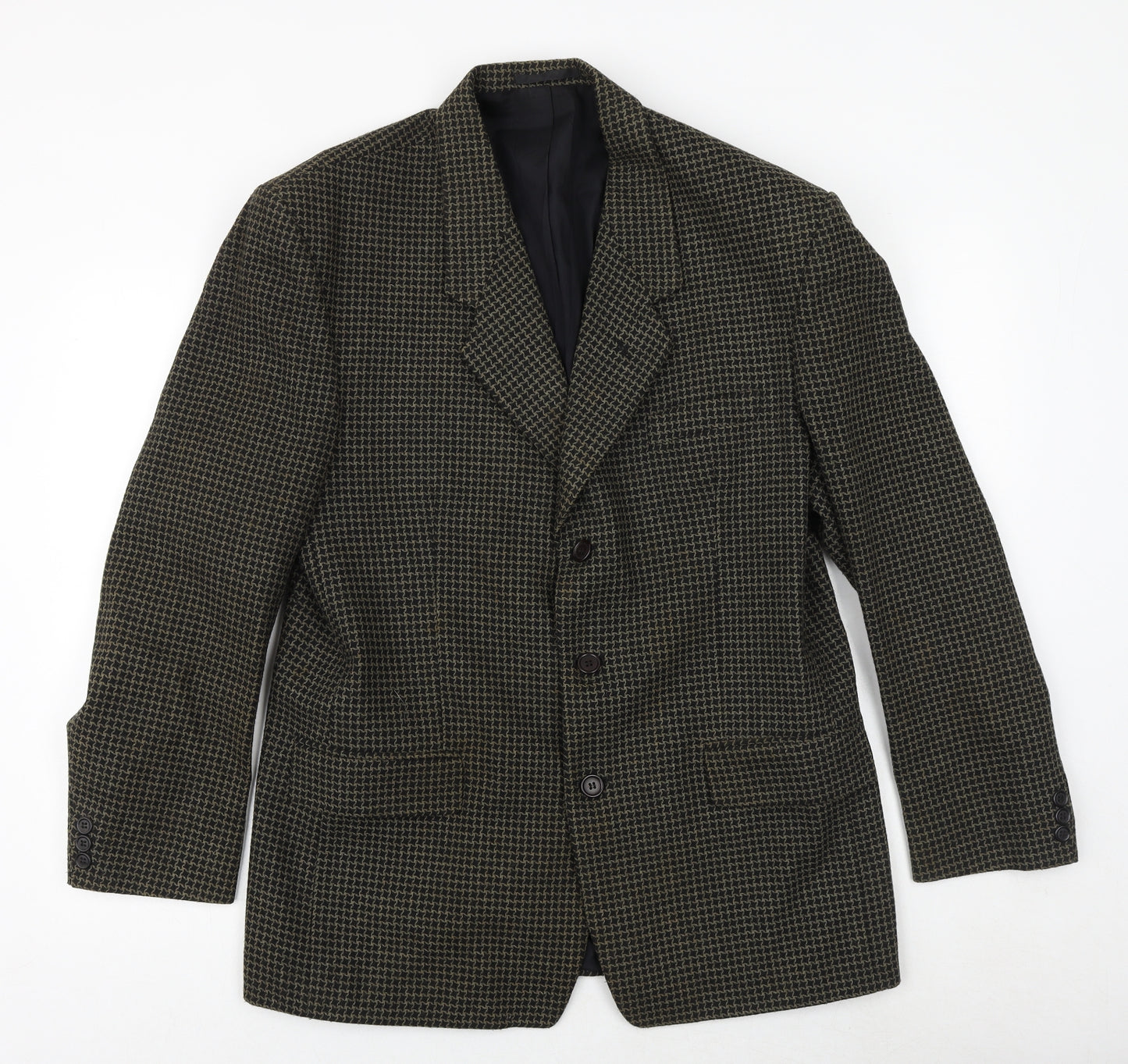 Fosters Mens Blue Geometric Wool Jacket Blazer Size 40 Regular