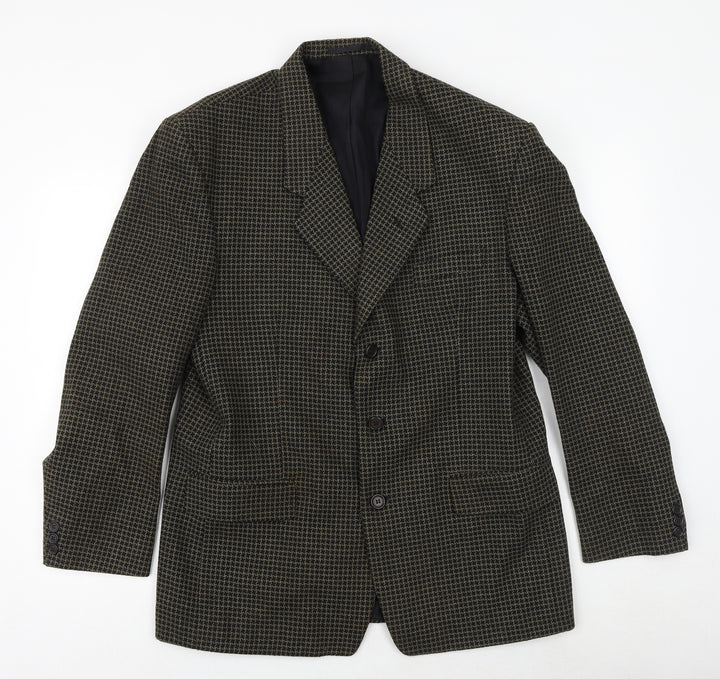 Fosters Mens Blue Geometric Wool Jacket Blazer Size 40 Regular