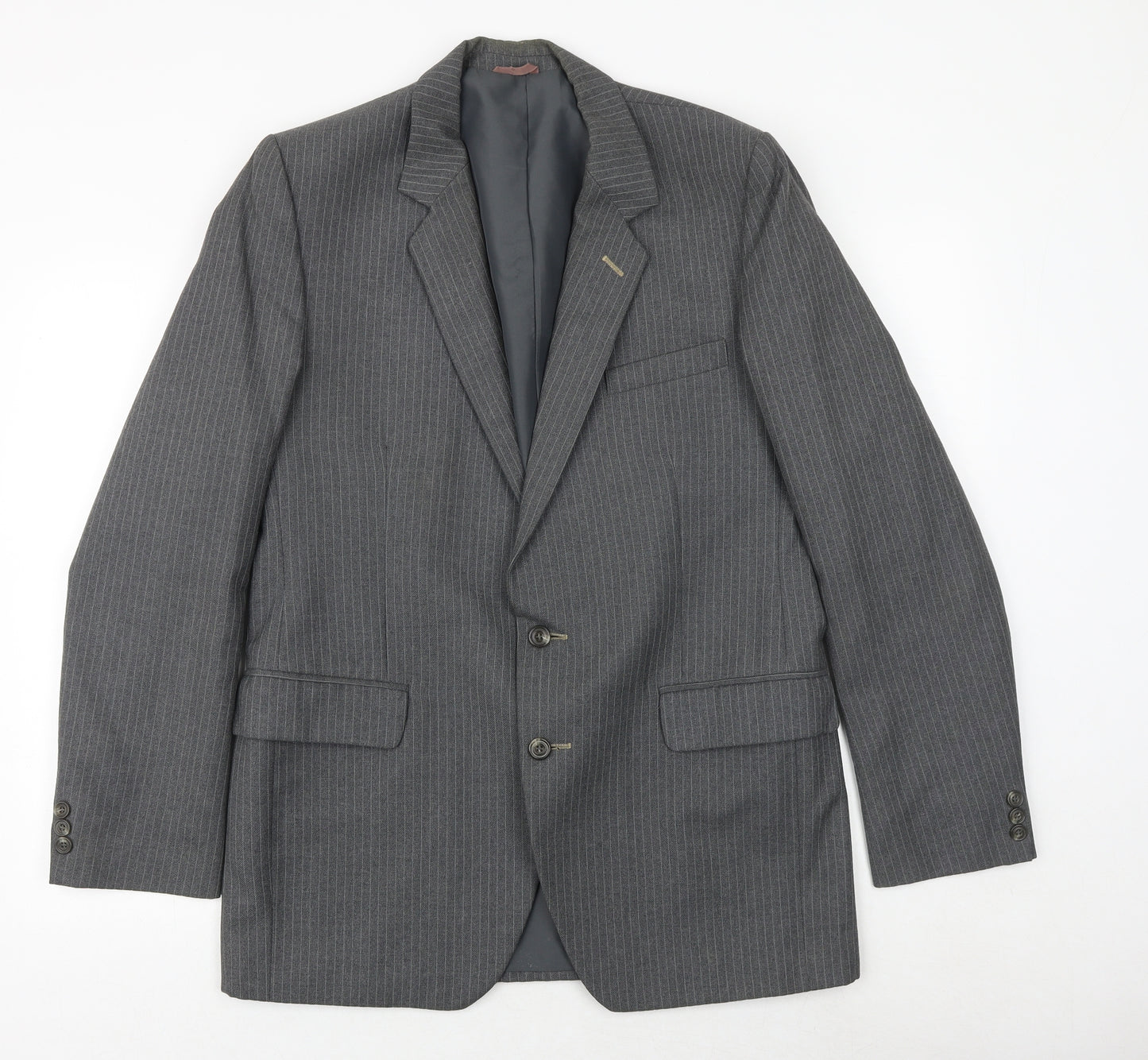 Spector Mens Grey Striped Wool Jacket Suit Jacket Size 42 Regular