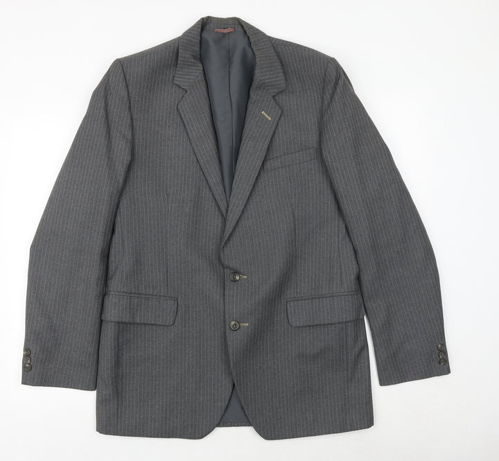 Spector Mens Grey Striped Wool Jacket Suit Jacket Size 42 Regular