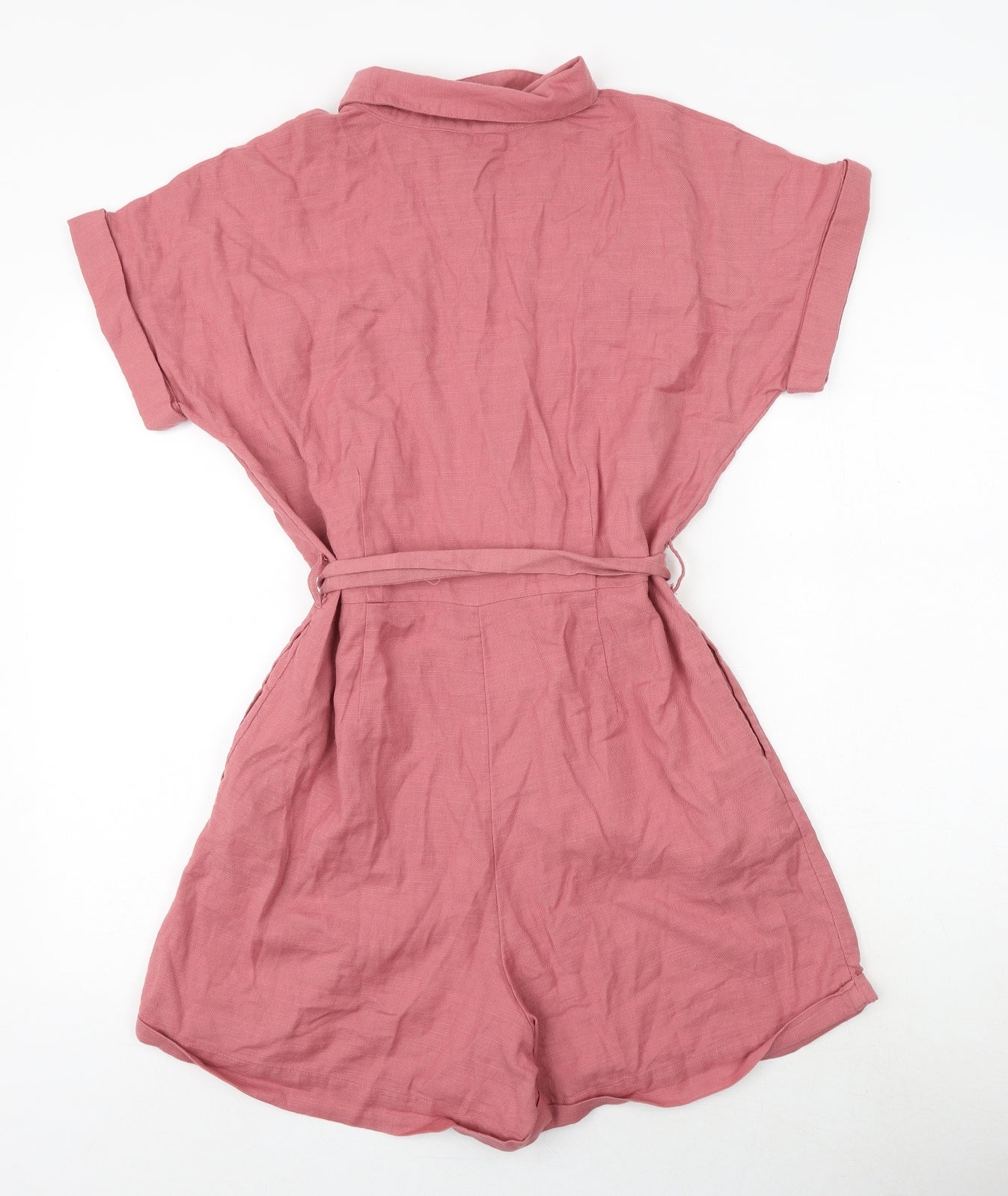 New Look Womens Pink Polyester Romper One-Piece Size 16 Button