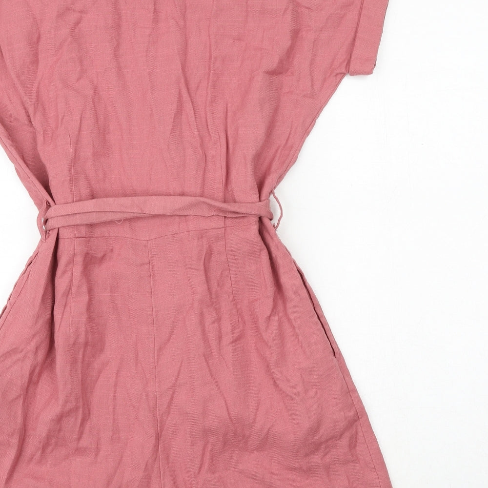 New Look Womens Pink Polyester Romper One-Piece Size 16 Button