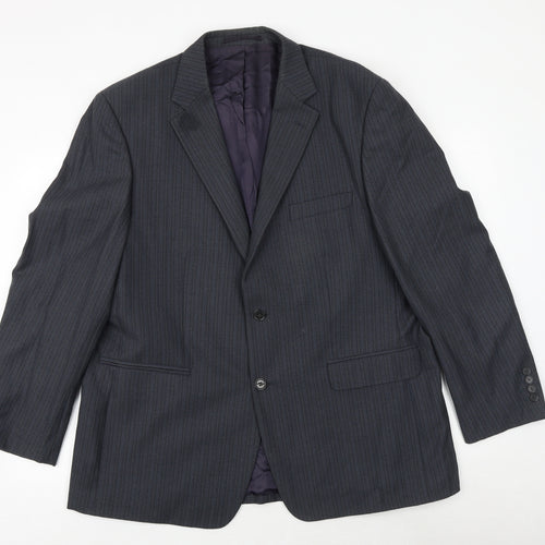 Wellington Mens Blue Striped Wool Jacket Suit Jacket Size 46 Regular