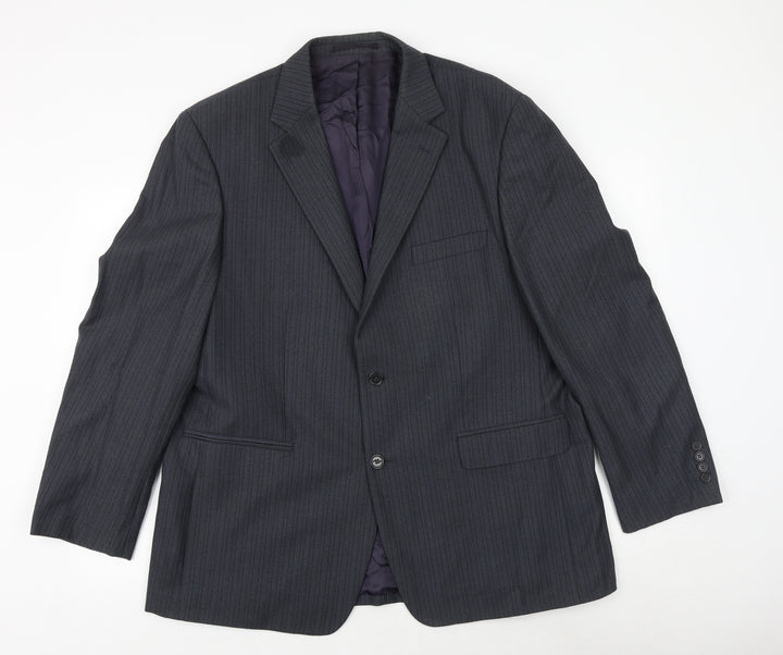 Wellington Mens Blue Striped Wool Jacket Suit Jacket Size 46 Regular