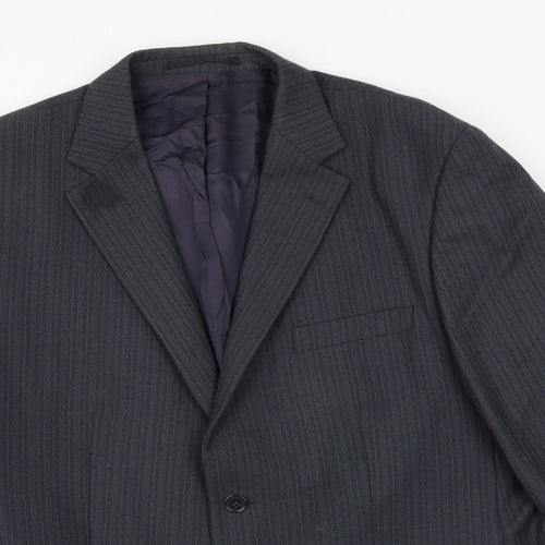 Wellington Mens Blue Striped Wool Jacket Suit Jacket Size 46 Regular