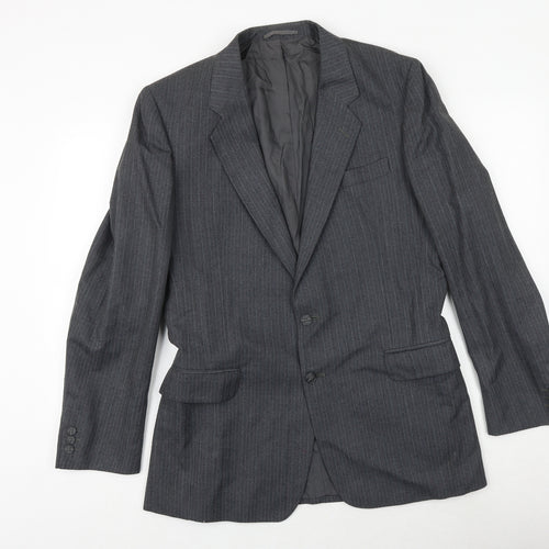 Hepworths Mens Grey Striped Wool Jacket Suit Jacket Size 40 Regular