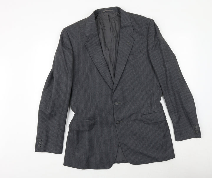 Hepworths Mens Grey Striped Wool Jacket Suit Jacket Size 40 Regular