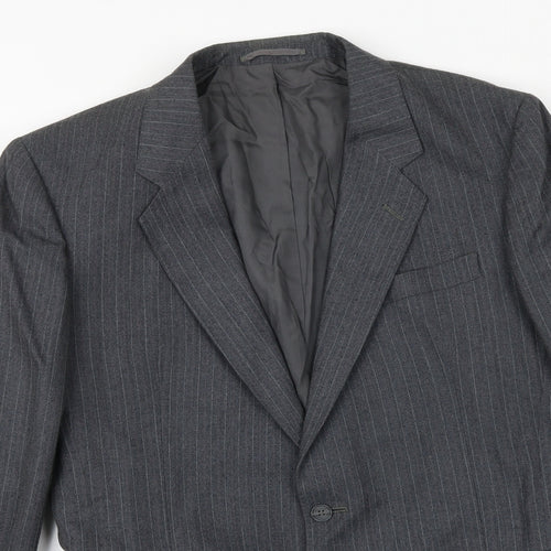 Hepworths Mens Grey Striped Wool Jacket Suit Jacket Size 40 Regular