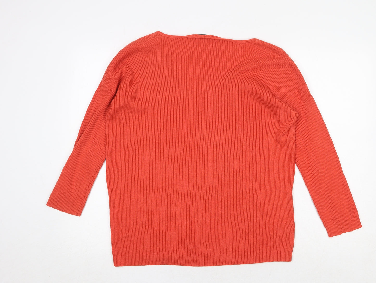 Great Plains Womens Orange V-Neck Polyamide Pullover Jumper Size 14