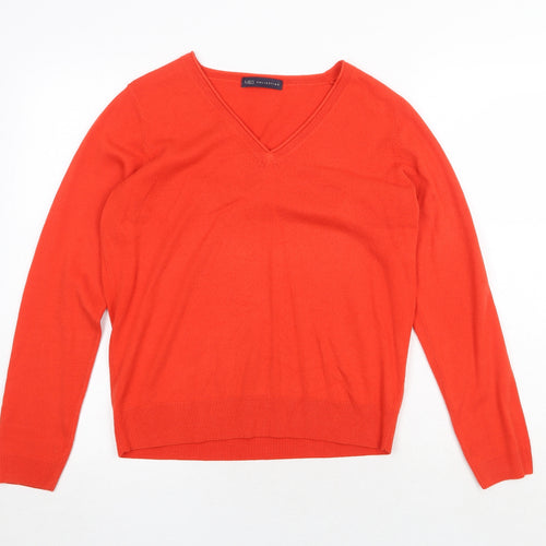 Marks and Spencer Womens Red V-Neck Acrylic Pullover Jumper Size 14