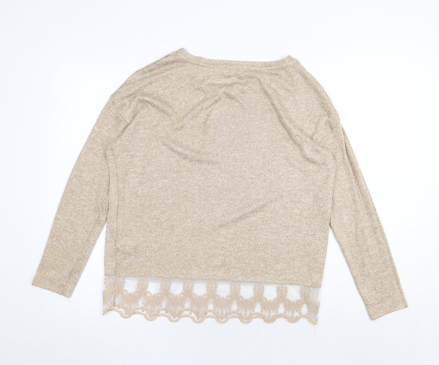 NEXT Womens Beige Round Neck Polyester Pullover Jumper Size 12