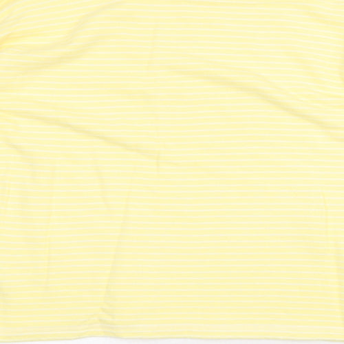 Marks and Spencer Womens Yellow Round Neck Striped Cotton Pullover Jumper Size 12