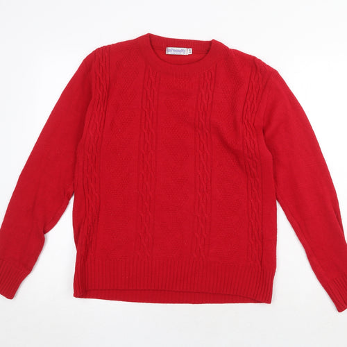 Impressions Womens Red Round Neck Acrylic Pullover Jumper Size S - Size S/M