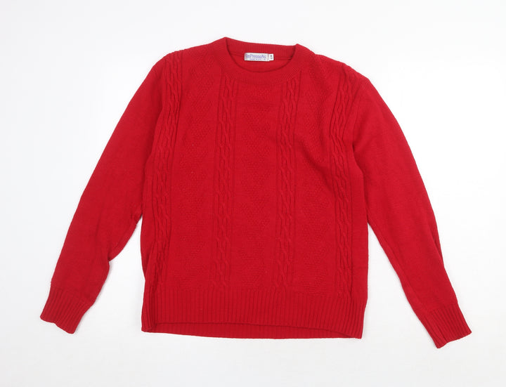Impressions Womens Red Round Neck Acrylic Pullover Jumper Size S - Size S/M