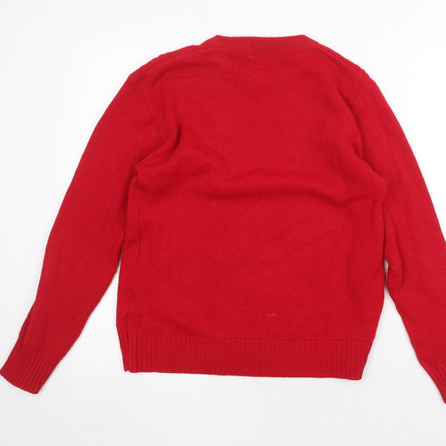 Impressions Womens Red Round Neck Acrylic Pullover Jumper Size S - Size S/M