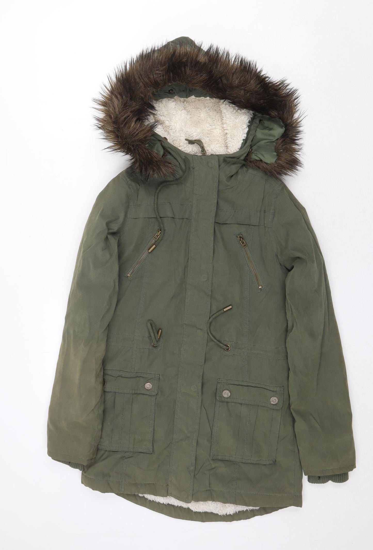 Aeropostale Womens Green Parka Coat Size XS Zip