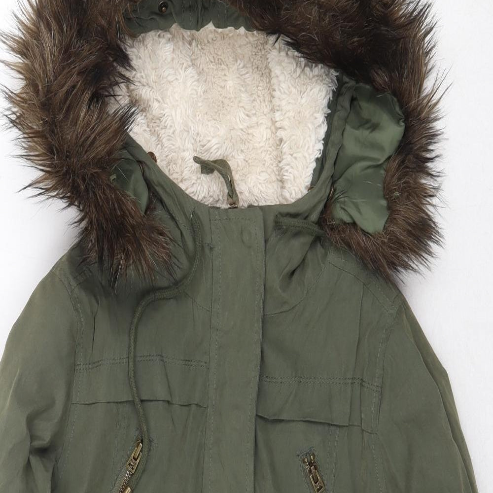 Aeropostale Womens Green Parka Coat Size XS Zip