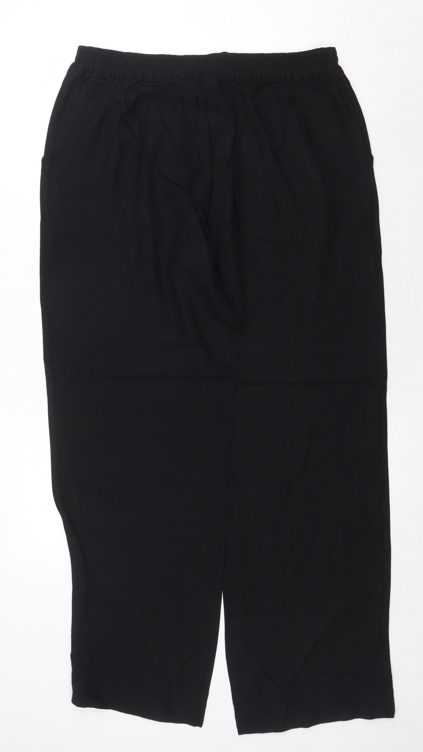 Being Casual Womens Black Viscose Trousers Size 16 Regular Drawstring