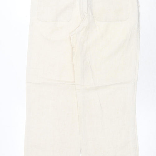 Giordano Womens Ivory Linen Trousers Size 28 in Regular Zip