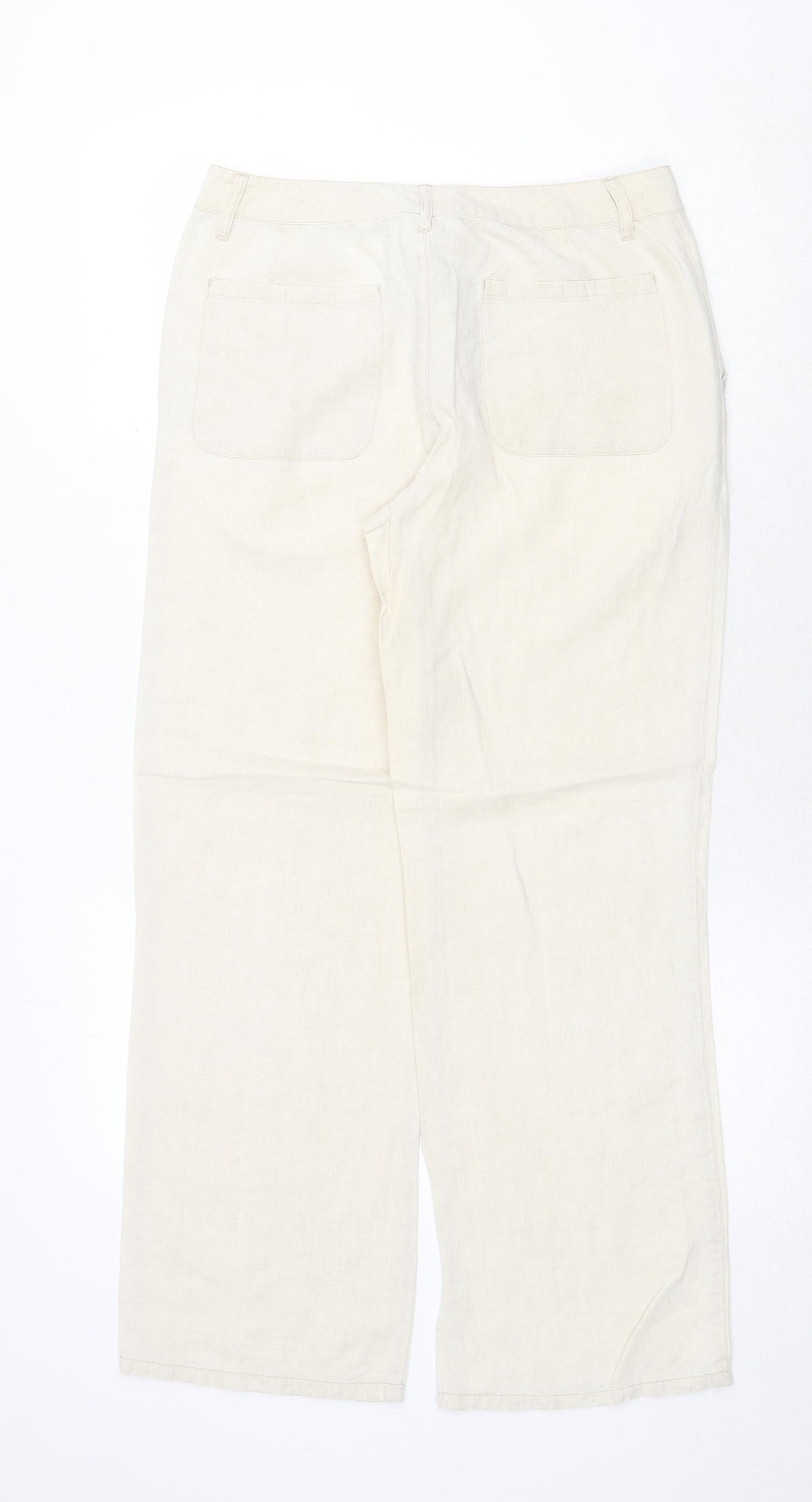 Giordano Womens Ivory Linen Trousers Size 28 in Regular Zip