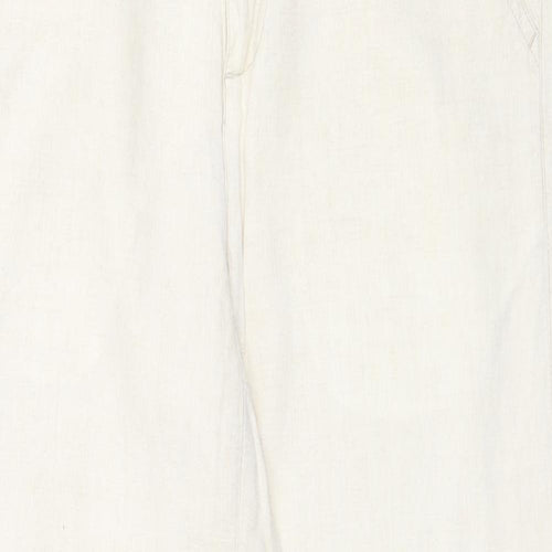 Giordano Womens Ivory Linen Trousers Size 28 in Regular Zip