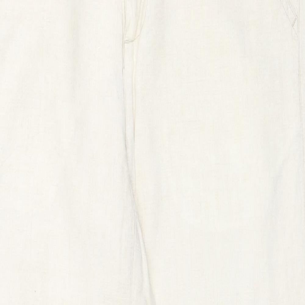Giordano Womens Ivory Linen Trousers Size 28 in Regular Zip