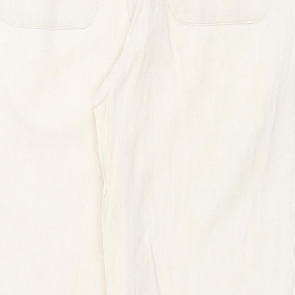 Giordano Womens Ivory Linen Trousers Size 28 in Regular Zip