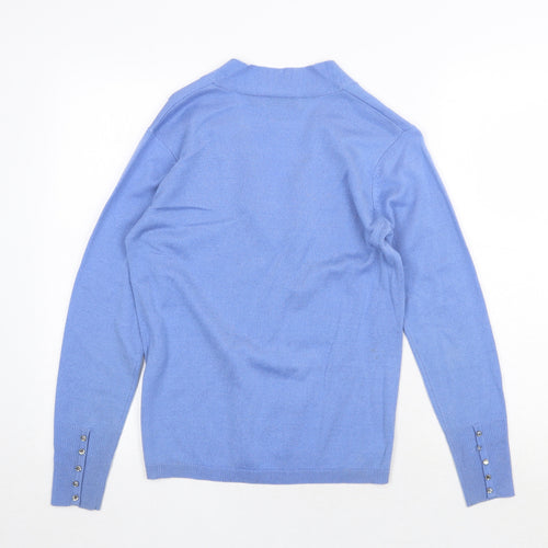 Caskmasoft Womens Blue V-Neck Acrylic Pullover Jumper Size XS