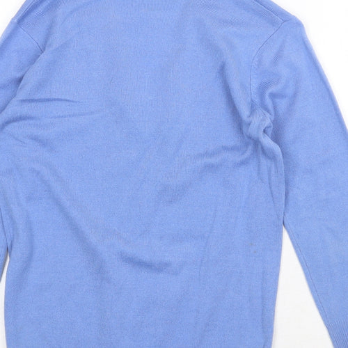 Caskmasoft Womens Blue V-Neck Acrylic Pullover Jumper Size XS