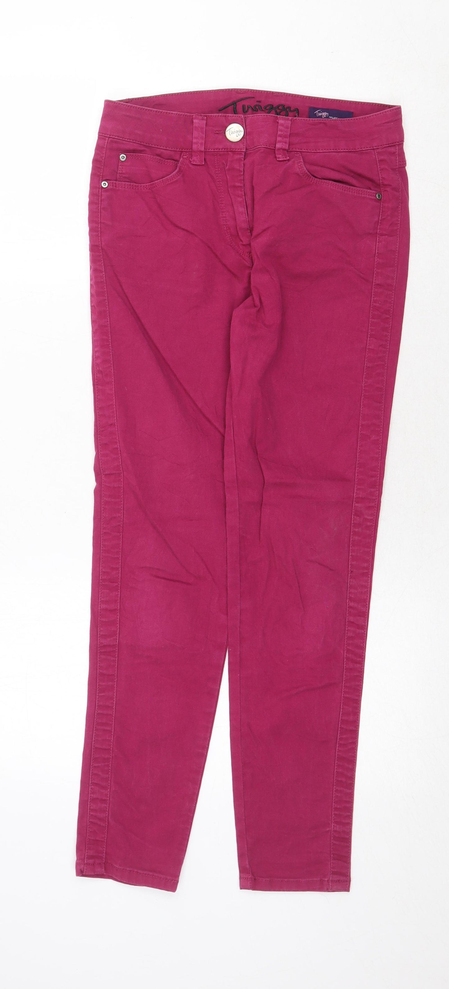 Marks and Spencer Womens Purple Cotton Skinny Jeans Size 10 Regular Zip