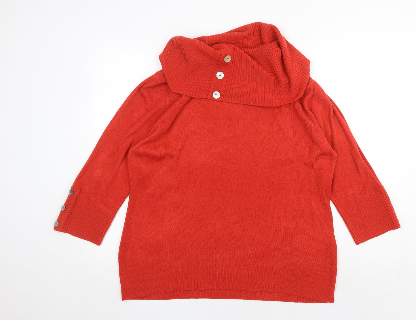 Marks and Spencer Womens Red Roll Neck Cotton Pullover Jumper Size 20