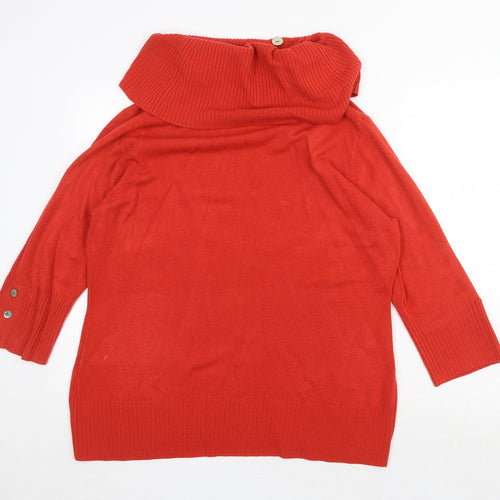Marks and Spencer Womens Red Roll Neck Cotton Pullover Jumper Size 20