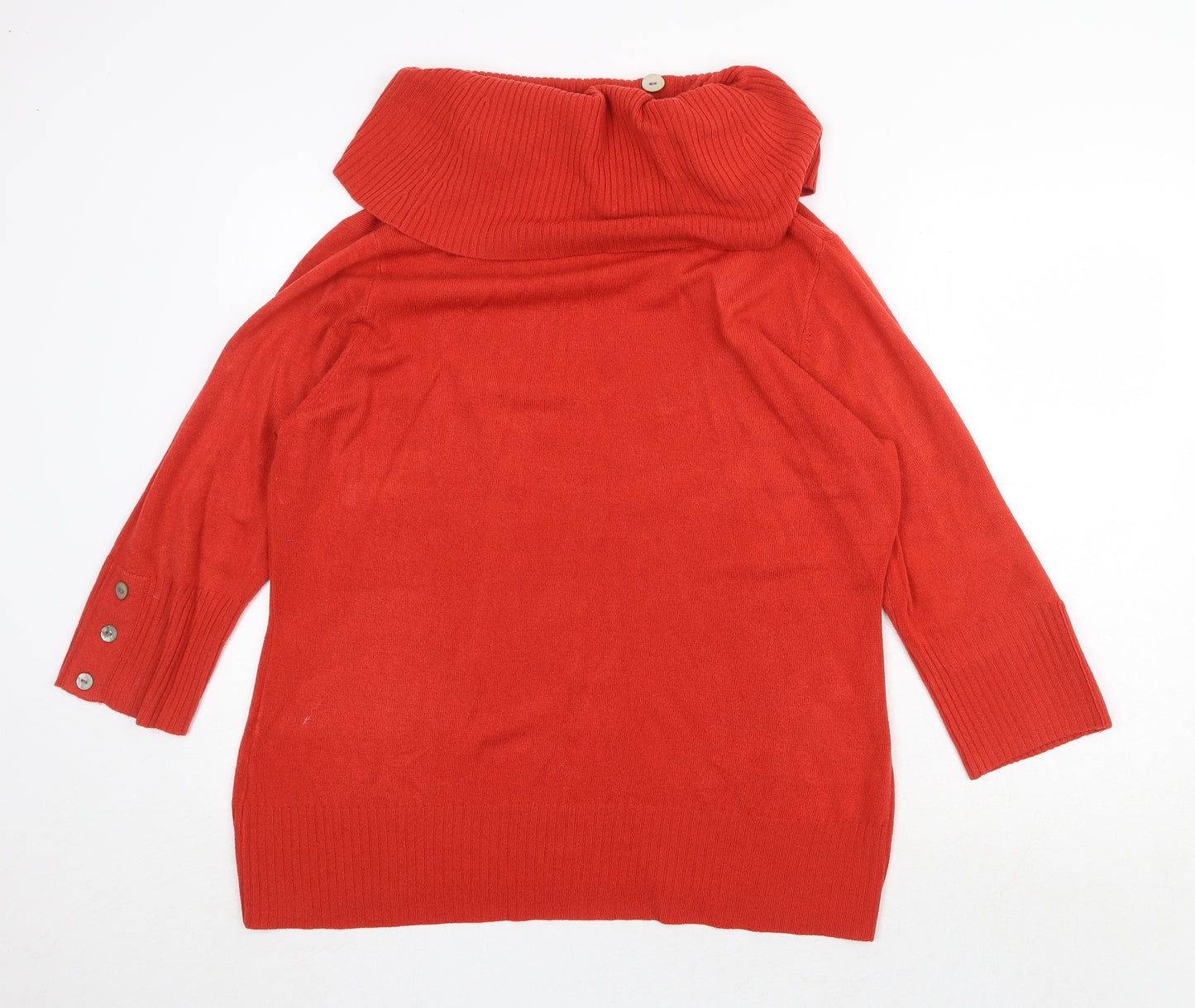 Marks and Spencer Womens Red Roll Neck Cotton Pullover Jumper Size 20