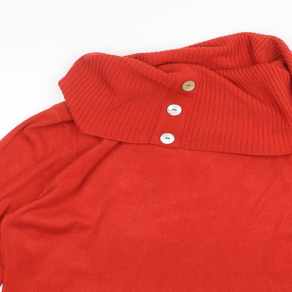 Marks and Spencer Womens Red Roll Neck Cotton Pullover Jumper Size 20