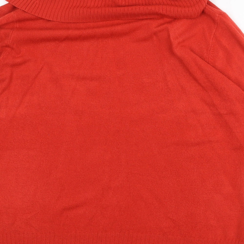 Marks and Spencer Womens Red Roll Neck Cotton Pullover Jumper Size 20