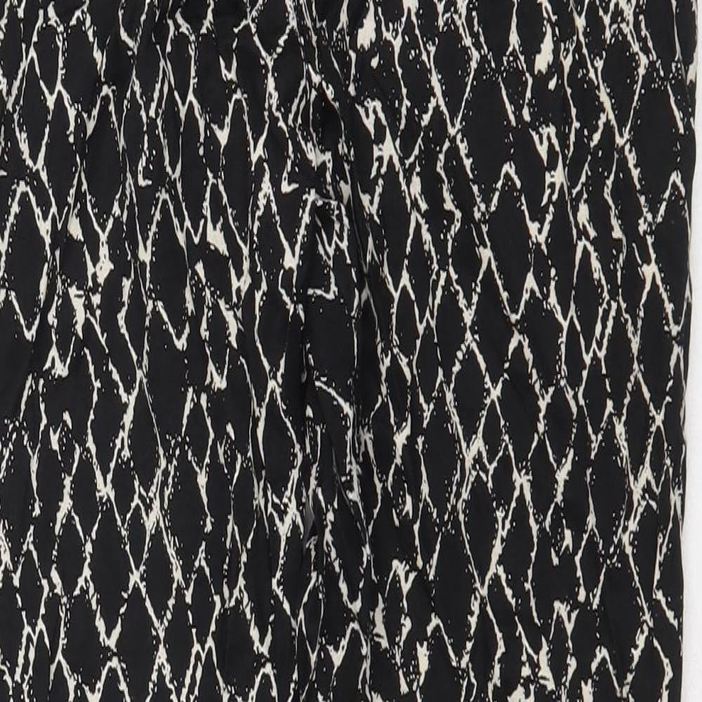 South Womens Black Geometric Viscose Trousers Size 10 Regular