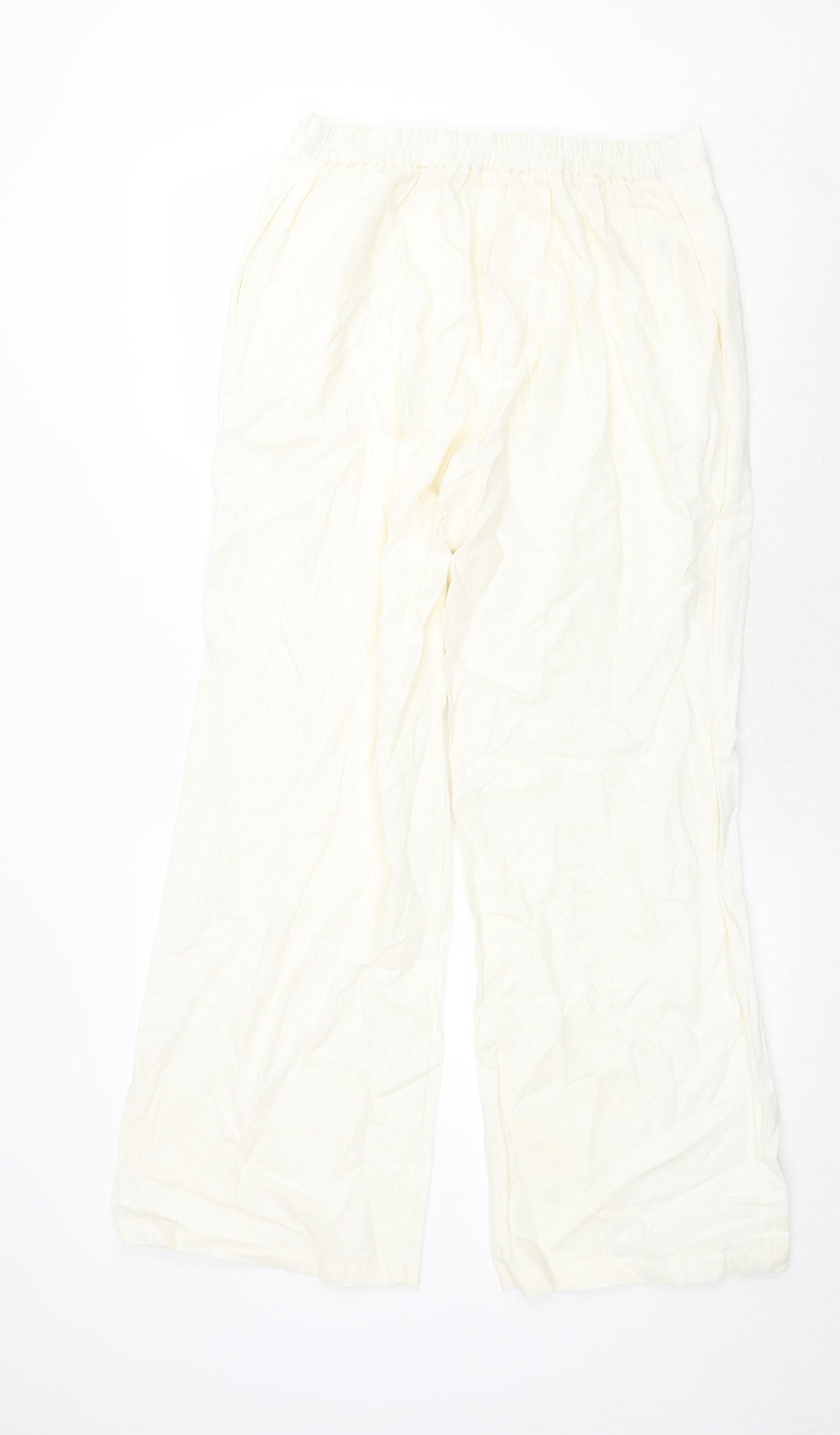 cathie Womens Ivory Linen Trousers Size XL Regular