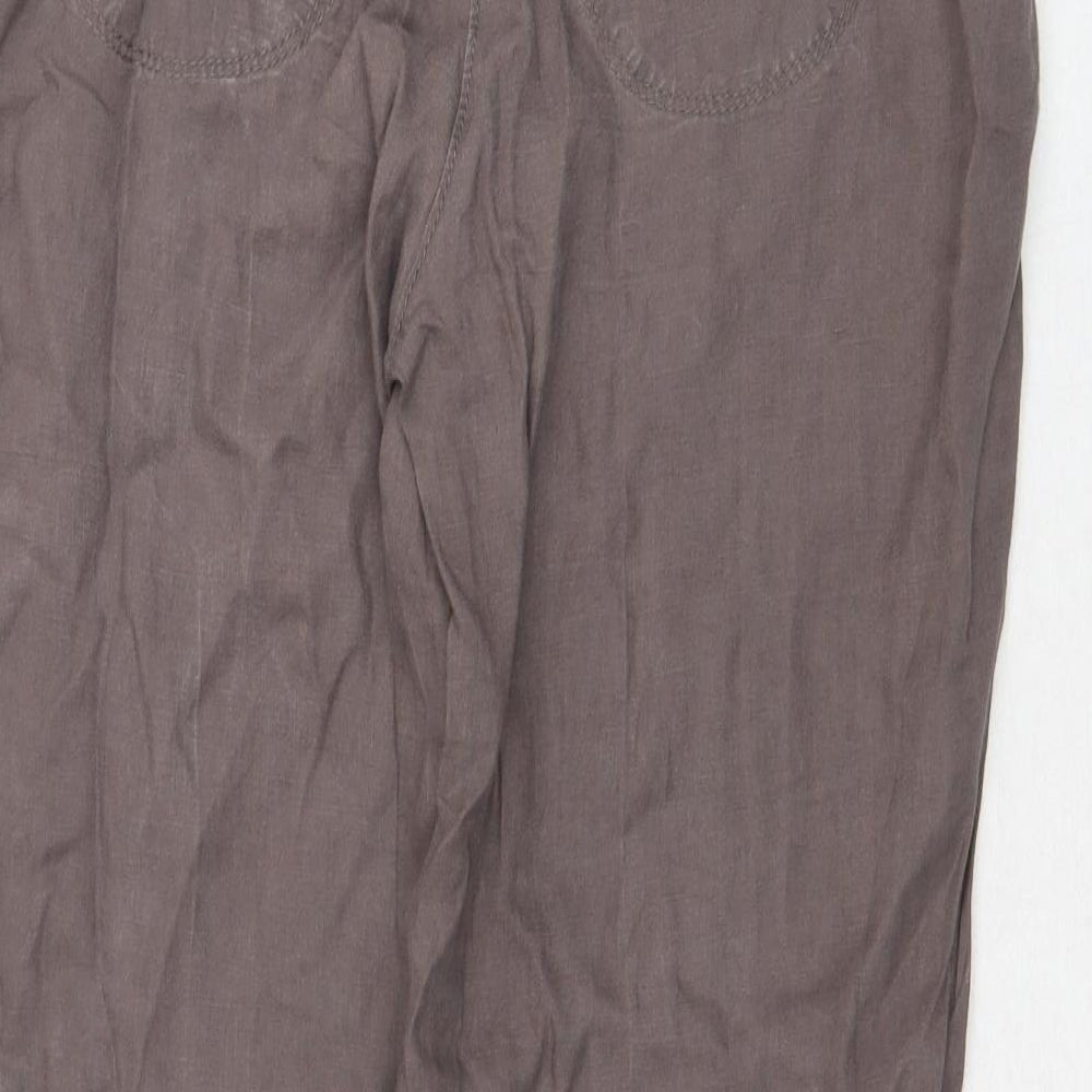 Gerry Weber Womens Brown Linen Trousers Size 14 Regular Zip